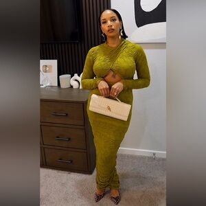 AKIRA Olive Green Maxi Skirt Set
